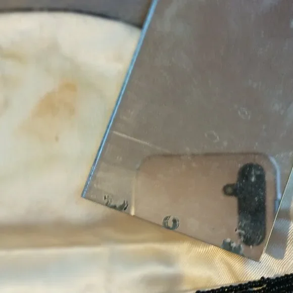 Vintage Women's Fabric White Clutch Abstract Black Beading - Picture 10 of 10